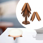 Loomingulised puualused koos hoidikuga, kokkupandav, puidust lauamattide komplekt potihoidjatele 4 layer