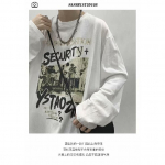 Tr&uuml;kitud s&uuml;gistalvine kampsun meeste kevad ja s&uuml;gis 2024 Korea uus &uuml;mmargune kaelus, vaba topp &scaron;ikk Hongkongi stiilis trendikas M valge