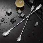 Roostevabast terasest kahe otsaga baarilusikas &ndash; loominguline spiraalne segamisvarras, pika varrega kokteili- ja mee segamislusikas restoranidele ja baaridele 26cm