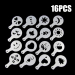 16 tk plastist latte vormi uhke kohviprindi mudel, paksendatud piimavahu pihustusmustri mall