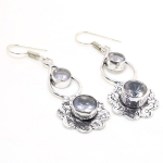 White Topaz Gemstone Handmade Ethnic Birthday Gift Earrings Jewelry 2.4 e7v81