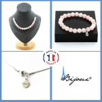 Pierres et Min&eacute;raux. Parure bijoux Bracelet Collier 20 perles Quartz rose 8 mm. Chaine en Taille personnalisable. roosa