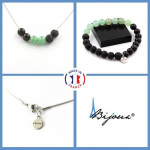 Pierres et Min&eacute;raux. Parure bijoux Bracelet Collier Perles Aventurine + Lave + Obsidienne Taille personnalisable. must