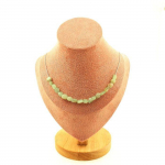 Pierres et Min&eacute;raux. Collier 20 perles Cyanite verte du Br&eacute;sil. Chaine en acier inoxydable Collier femmes, hommes. Taille personnal