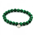 Pierres et Min&eacute;raux. Bracelet Perles Malachite 8 mm. Fabriqu&eacute; en France.