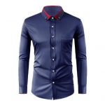 Meeste kleit-s&auml;rk Rhinestone kraega veniv pikkade varrukatega kortsudeta pidulik s&auml;rk Solid Slim Fit Pulmad Tutvumis&otilde;htu Prom Business Button Down S&auml;rk M must