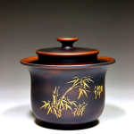 180ml Qinzhou Nixing keraamika k&auml;eshoitav kaanega kauss Meistrite k&auml;sitsi valmistatud bambusest gaiwan Kaasaskantav Hiina teevalmistuskann Kung Fu tee komplekt