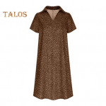 Suvekleit t&auml;pilise tr&uuml;kiga l&uuml;hikeste varrukatega lahtine A-l&otilde;ikeline s&auml;rk-kleit V-kaelusega p&otilde;lvepikkuses midi-kleit kohtingutele, reisimiseks, puhkuseks S roheline