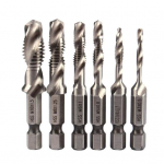 6 tk Kombinatsioonpuur-keermepuurikomplekt K&otilde;rge vastupidavus Roostekindel Spiraalne disain Lai kasutusala Keermepuurimist&ouml;&ouml;riistad puurimiseks, keermestamiseks Short 6pcs h&otilde;be