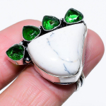 Howlite Jasper, Diopside 925 Sterling Silver Jewelry Ring Size 8 d6j51