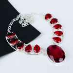 H&auml;mmastav Punane Granaat V&auml;&auml;riskivi K&auml;sitsi valmistatud 925 Sterlingh&otilde;be Elektroform Kaelakee, Punane Granaat H&otilde;be Naisele Unisex Ripats Peokandmiseks Kingitused 20" punane