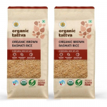 Organic Tattva, Orgaaniline pruun basmati riis 1 kg | Valkude allikas | Loomulikult gluteenivaba | Pestitsiidide- ja kemikaalidevaba| Pakk 2 tk