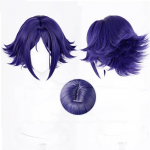 Kvaliteetne l&uuml;hikarvaline Mita cosplay parukas l&uuml;hikesed juuksed Mita lilla sinine kuumakindel s&uuml;nteetiline parukas anime MiSide parukad + parukav&otilde;rk One Size