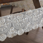 T&auml;iustatud pitsist &uuml;mmargune PVC laudlina Veekindel &otilde;likindel Kodu s&ouml;&ouml;gilaud kohvilaud Libisemiskindel, plekkidele vastupidav, pestav l&auml;bipaistev laudlina diameter 150 cm