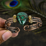 Malachite Handmade Copper Wire Wrap Cuff Bangle Adjustable e7c42