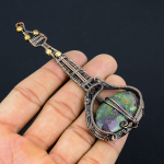 Guitar Ruby in Zoisite Handmade Copper Wire Wrap Pendant 4.25 v7G06