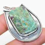 Ruby in Fuchsite Ethnic 925 Sterling Silver Jewelry Pendant 2.01 s8R93