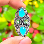 Aqua Chalcedony Handmade 925 Sterling Silver Jewelry Ring Size 8 w3f00