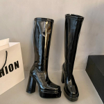 Platvorm Naiste P&otilde;lvini Saapad Fad &Uuml;lik&otilde;rge Kontsaga Kingad Klassikalised Nahast Pl&uuml;&uuml;sist Kingad Talv 2025 Trend Gooti Chelsea Saapad Naised 38