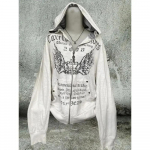 2000ndate Retro Vintage pusa Naiste Riided Valge Tr&uuml;kiga Tuunika Kapuutsiga Y2k Mantel Streetwear Mood Vabaaja Kapuutsiga Pusad Topid Ropa Mujer S hall