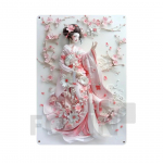 Jaapani Geisha Kimono metallist silt, 2D elegantne Jaapani kirsi&otilde;ite kunstiplakat, kodu, tuba, kontor, izakaya, kohvik, stuudio seinakaunistus 20x30cm-