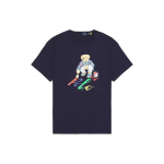 Polo Ralph Lauren Karu Kirjatr&uuml;kiga &Uuml;mmarguse Kaelusega Sirge L&otilde;ikega L&uuml;hikeste Varrukatega T-s&auml;rk Meeste T-s&auml;rgid Tumesinine 710854497-029 S