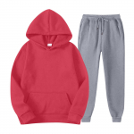 Meeste kapuutsiga spordidress, Unisex, kaheosalised jooksuriided, pikkade varrukatega pulloverid, pusad ja dressip&uuml;ksid XL punane