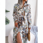 Kevadine ja s&uuml;gisene naiste kleit Vintage lilleline rev&auml;&auml;riga paeltega s&auml;rkkleidid pikk kleit L