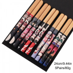 5 paari unikaalseid ja v&auml;rvilisi bambusest s&ouml;&ouml;gipulkade komplekt sushi jaoks Libisemiskindlad retrostiilis puidust lauan&otilde;ud Sushi s&ouml;&ouml;gipulgad