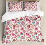 Kawaii S&otilde;&otilde;riku Tekikotikomplekt V&auml;rviline Magus S&otilde;&otilde;riku Voodipesukomplekt Maitsev Magustoit Roosa Lilla Tekikott T&uuml;drukute Toa Sisustus 155x215cm 3pcs
