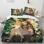 Kuumad Kamado Nezuko Voodipesukomplektid Anime Demon Slayer Voodikate Teismelistele T&uuml;drukutele Moodne Twin Single Queen King T&auml;issuurus Tekikott EU Double200x200cm