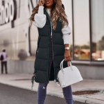 Naiste ja talvise temperamendiga varrukateta kardigan keskmise pikkusega puuvillane vestiga mantel L