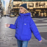 Naiste mitmetaskuline moodne udusulgedega puuvillpolsterdusega jakk, uus l&uuml;hike, v&auml;ike vabaaja talvejakk, trendikas 3XL &uuml;laosa, puuvillpolsterdusega jakk XL [146-80kg]