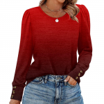 Women's gradient fashion long-sleeved top L