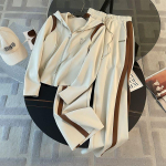 Vabaaja spordidress Naiste S&uuml;gis Uus Stiil Stiilne Salendav Kontrastv&auml;rvi Kapuutsiga Pusas Laiade S&auml;&auml;ristega P&uuml;ksid Kaheosaline Komplekt S khaki