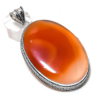 Carnelian Gemstone Handmade 925 Sterling Silver Jewelry Pendant 3.03 h9h19