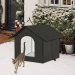 Outdoor Cat House ,Cat Bed, Easy to Assemble, Insulated Kitty Shelter Kitten Hideaway Tent Gray S