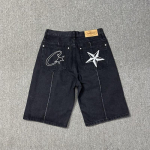 RogueWave Retro Denim L&uuml;hikesed P&uuml;ksid Tikitud Hip-hop &Otilde;mblusega Pesitud T&auml;navatrend High Street Vabaaja Spordip&uuml;ksid L must