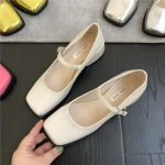 Prantsuse Mary Jane kingad Naiste pumbad Kevad S&uuml;gis Keskmise kontsaga Paksu ruudukujulise ninaga Loaferid N&ouml;&ouml;p Madal Must Pruun Naiste kontsad 39 gray