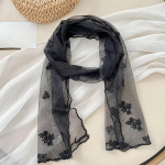 Korea stiilis &otilde;huke stiil v&auml;rske ja elegantne retro tikitud pitsist ruudukujuline sall &uuml;hev&auml;rviline marlisall kunstisall