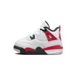 Air Jordan 4 Retro TD Red Cement Beebi Tossud Valge Tulepunane Must BQ7670-161 19.5