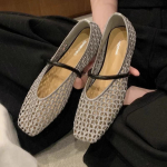Ruudukujulise varba v&otilde;rknaised baleriinad madalad sandaalid suvi 2025 uued disaineri vabaaja mokassiinid Mary Janes kingad Zapatillas Sandalias 35