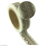 Ruban adh&eacute;sif d&eacute;coratif - Blanc dentelle - 15 mm x 10 m - Repositionnable - Mixte - Adulte valge