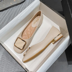 Suurused 35-43 Naiste Madala Kontsaga Kingad Ruudukujulise Ninaga Suure Pandlaga Lamedad Kingad Kontoridaami Libisevad Nahast Mokassiinid Kevadised Pumbad Kingad 37 beež