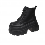 Mood 2025 Uued 9CM K&otilde;rge Platvormiga Pahkluusaapad Naiste V&otilde;itlusmootorratta Saapad Punk Nahast Kingad Naine Paksude Taldadega Soojad Karvased Lumesaapad 33 must
