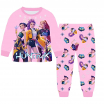 2 tk Filmi K-pops Deemonik&uuml;tid Kawaii Pidžaamakomplekt T&uuml;druk Cosplay &Ouml;&ouml;riided Anime Pikkade varrukatega topid+P&uuml;ksid F&auml;nnidele Halloweeni kingitus 120cm roosa