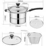 Roostevabast terasest mitmeotstarbeline k&ouml;&ouml;gitarvete komplekt: Supp, Nuudlid, Piimakeetja, Frit&uuml;&uuml;r, Auruti, Pastakeetja. 22CM [Thickened Single Bottom] 4-Piece Set