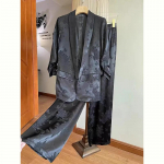 Naiste kevad/suvi Hiina stiilis elegantne &uuml;likonnakomplekt Minimalistlik kontori bleiser + p&uuml;ksid Kaheosaline komplekt 3XL must