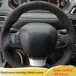 ized Car Steering Wheel Cover For Peugeot 308 408 508 2016- Suede Leather DIY Original Steering Wheel Braid Beige Thread