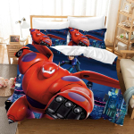 Big Hero 6 3D Laste voodipesukomplekt Tekikoti komplektid Mugav Sobib lastele ja t&auml;iskasvanutele Armsa tr&uuml;kitud multifilmiga 135x200cm blue